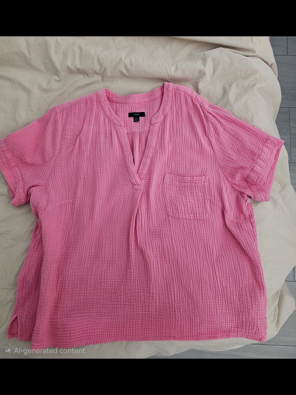 J.Crew Short-Sleeve Pink Gauze Pocket Top